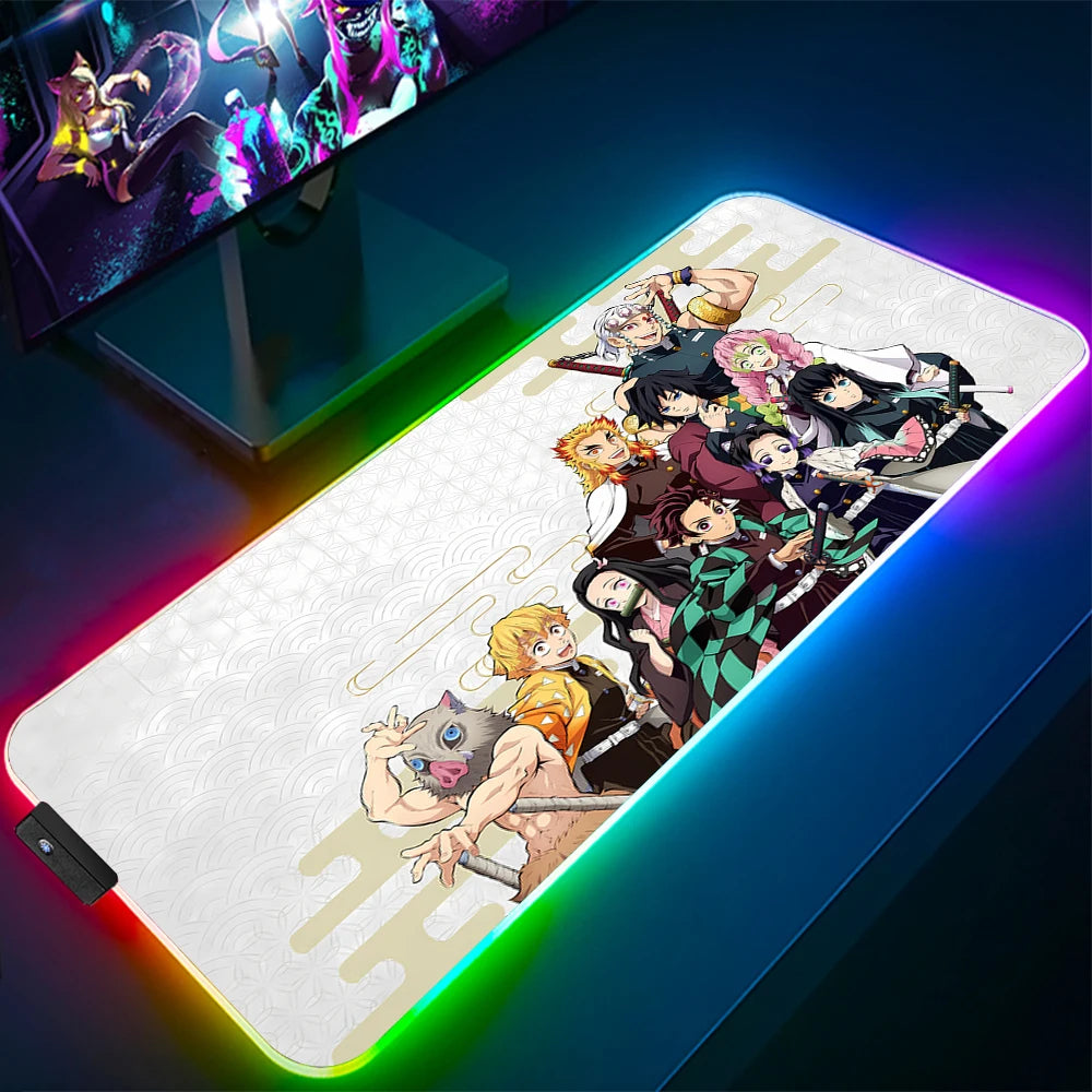 Demon Slayer Large Gaming Mousepad Anime Laptop Desk Mouse Pad Waterproof Mat Deskmat Carpet for Mouse RGB Playmat LED Rugs Xxl