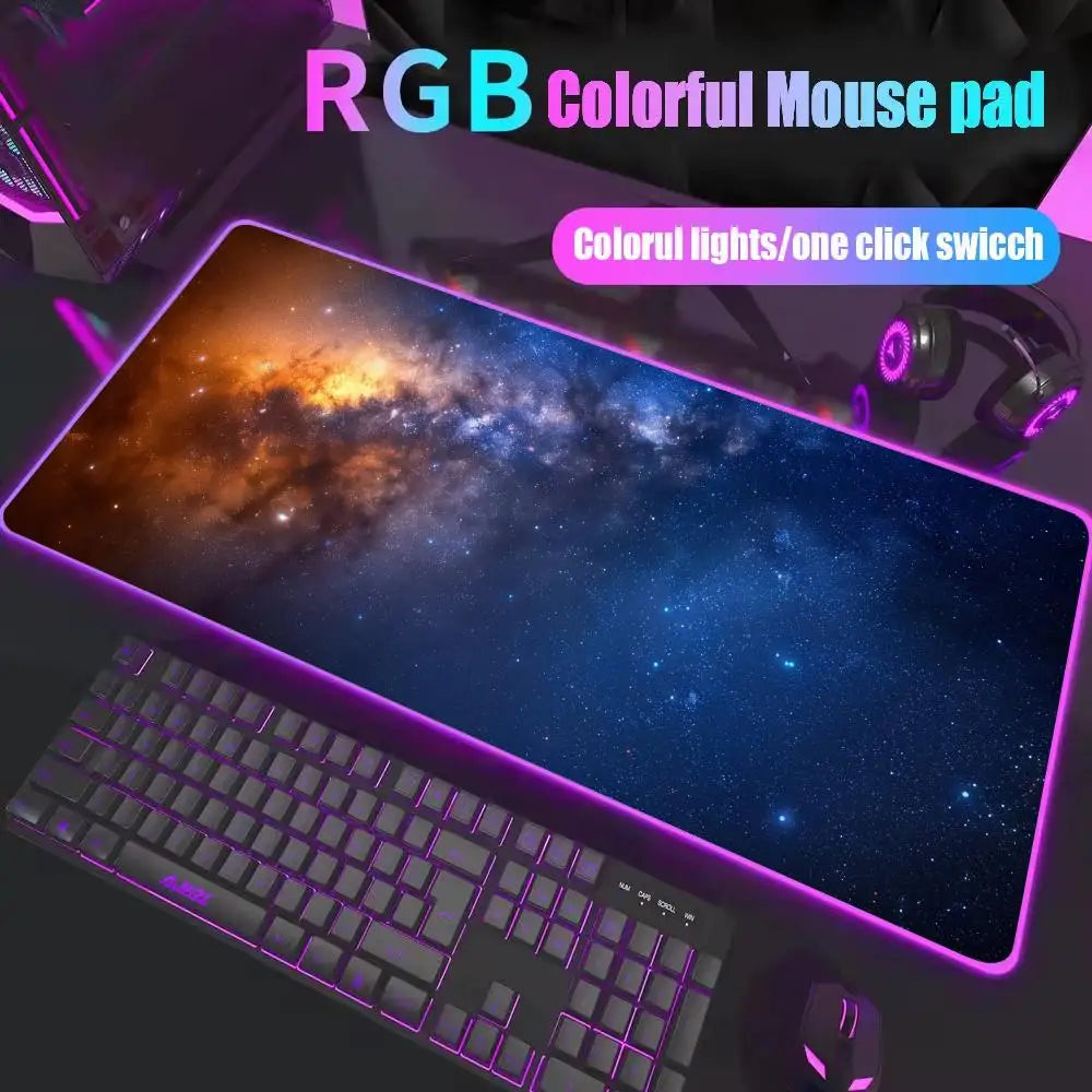 Space Large RGB Mouse Pad Gaming Mousepad LED Mouse Mat Gamer Mousemats Table Pads PC Desk Mat RGB Keyboard Mat Multiple sizes