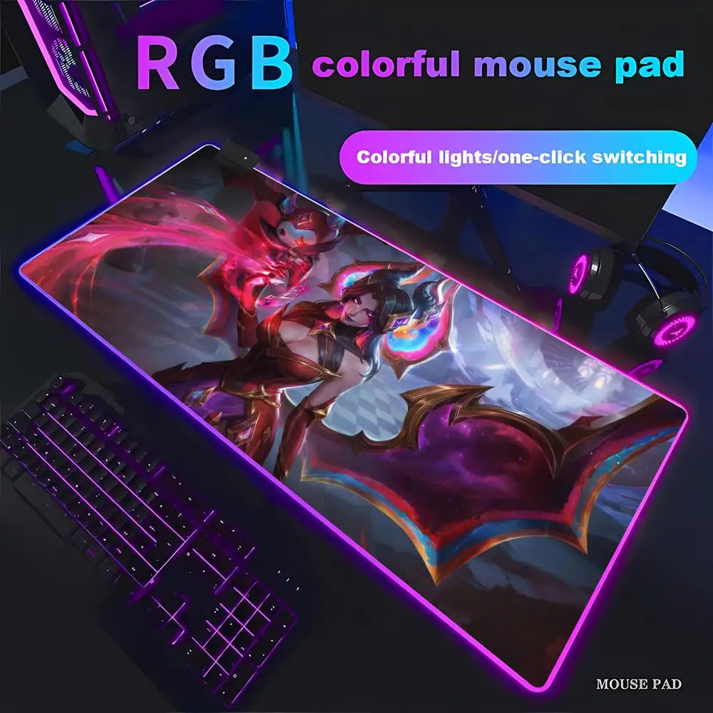 League of Legends Morgana Mouse Pad Games Beautiful RGB Gaming Mouse Pad HD Gamer Large LED Light PC Computer pad Non-slip Decor