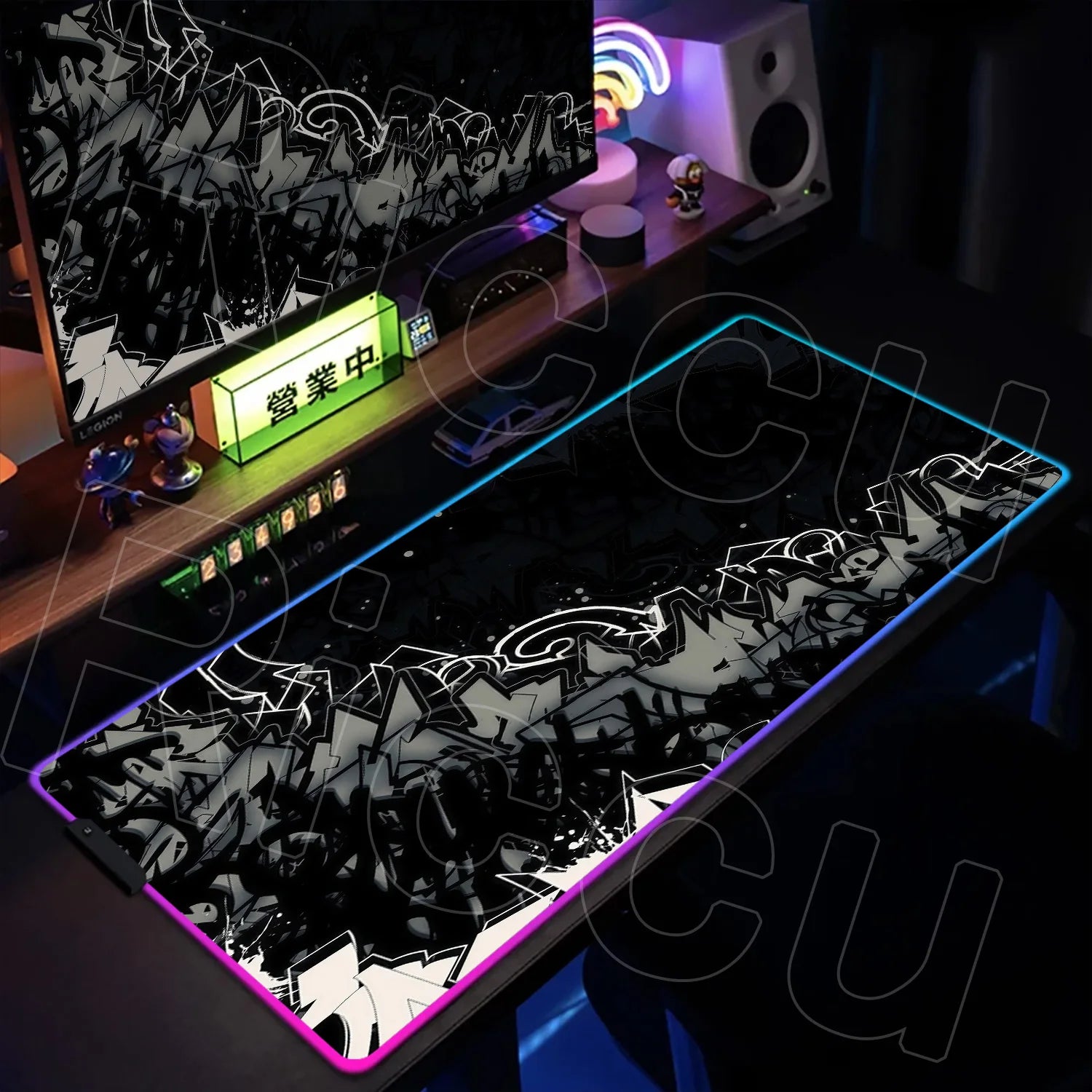 RGB 1000x500mm Street Graffiti Art Gaming Mouse Pad Table Pad Mousepad Computer expand Rubber accessories Keyboard LED Desk mat
