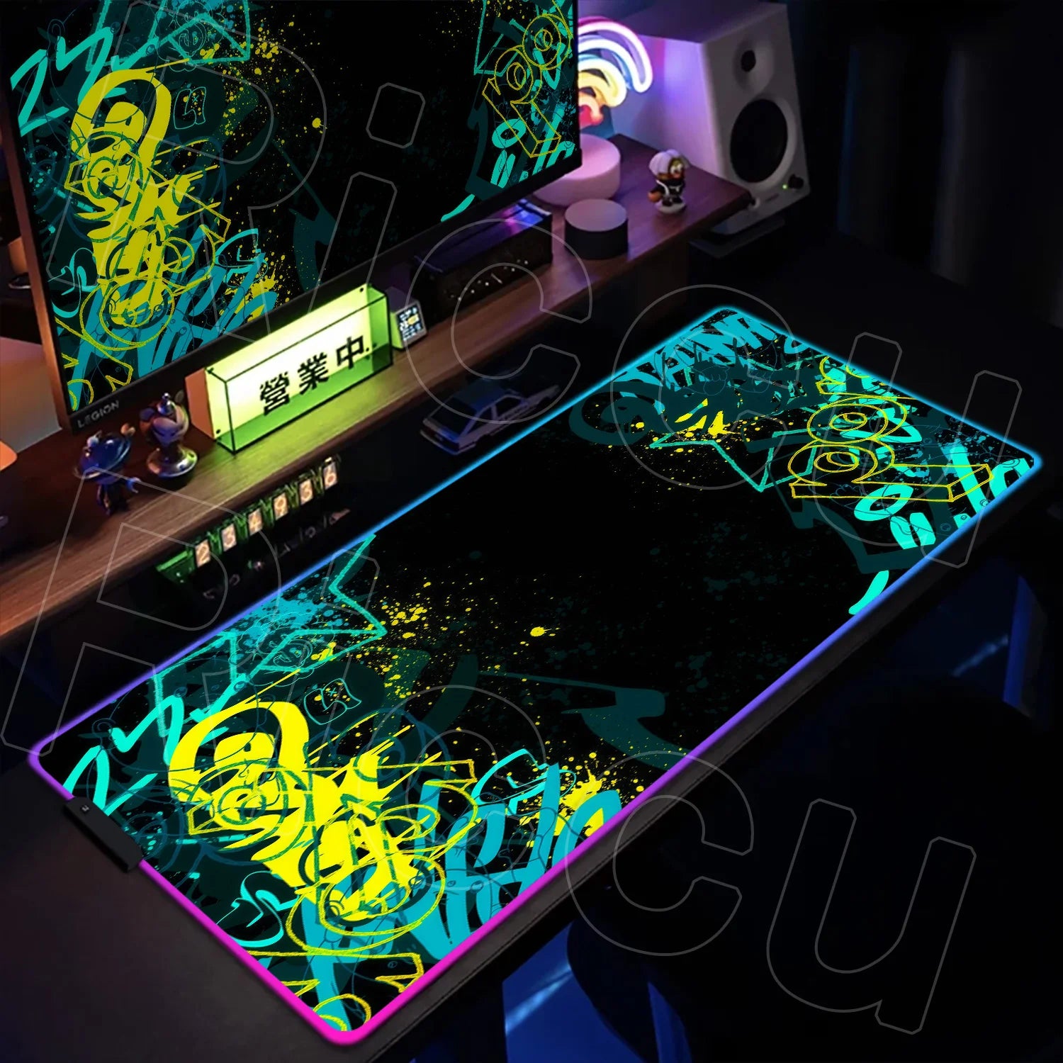 RGB 1000x500mm Street Graffiti Art Gaming Mouse Pad Table Pad Mousepad Computer expand Rubber accessories Keyboard LED Desk mat