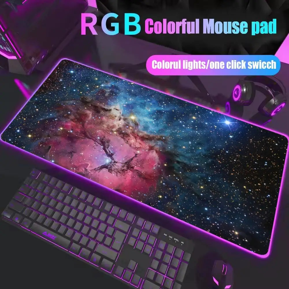 Space Large RGB Mouse Pad Gaming Mousepad LED Mouse Mat Gamer Mousemats Table Pads PC Desk Mat RGB Keyboard Mat Multiple sizes
