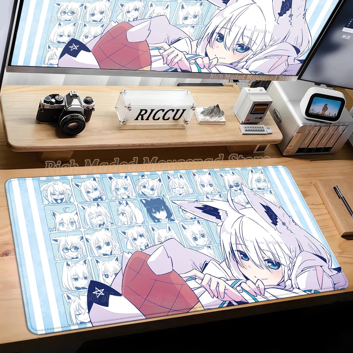 Shirakami Fubuki Mouse Pad Laptop Hololive Large Gaming Keyboard Rug PC Kawaii Anime Girl Mousepad XXL Gamer Pc Cabinet Desk Mat