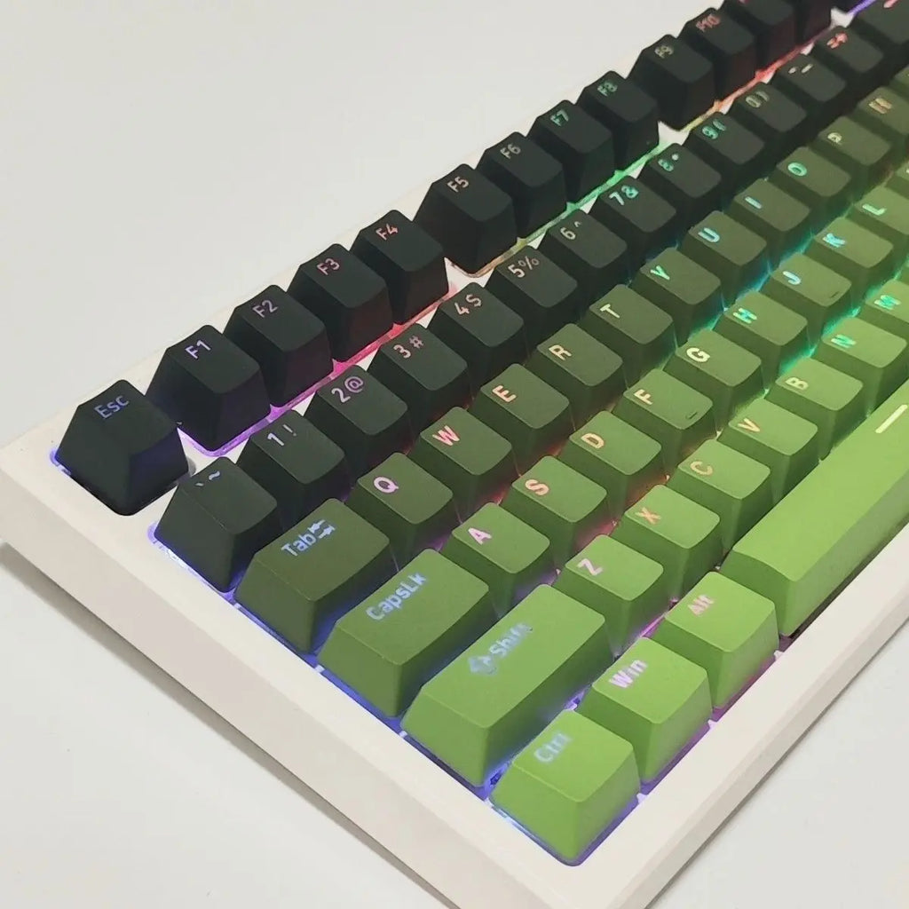 130+ Keys Matcha Green Double Shot PBT Keycaps Shine Through Keyboard Keycaps OEM Profile for Cherry MX Switches Gaming Keyboard