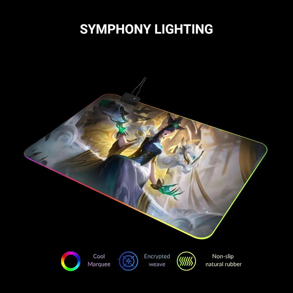 League of Legends Morgana Mouse Pad Games Beautiful RGB Gaming Mouse Pad HD Gamer Large LED Light PC Computer pad Non-slip Decor