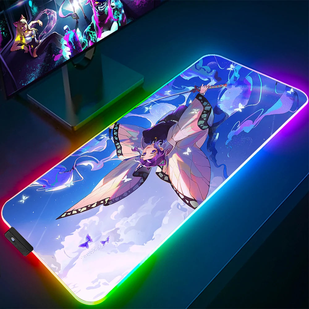 Demon Slayer Large Gaming Mousepad Anime Laptop Desk Mouse Pad Waterproof Mat Deskmat Carpet for Mouse RGB Playmat LED Rugs Xxl
