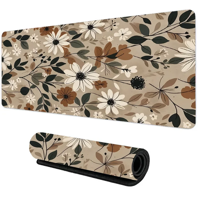 Mouse Pad Non-Slip Large  Mouse Mat with Vintage Daisy Design Stitched Edges Desk Mat for Computer Home Office Gaming washable