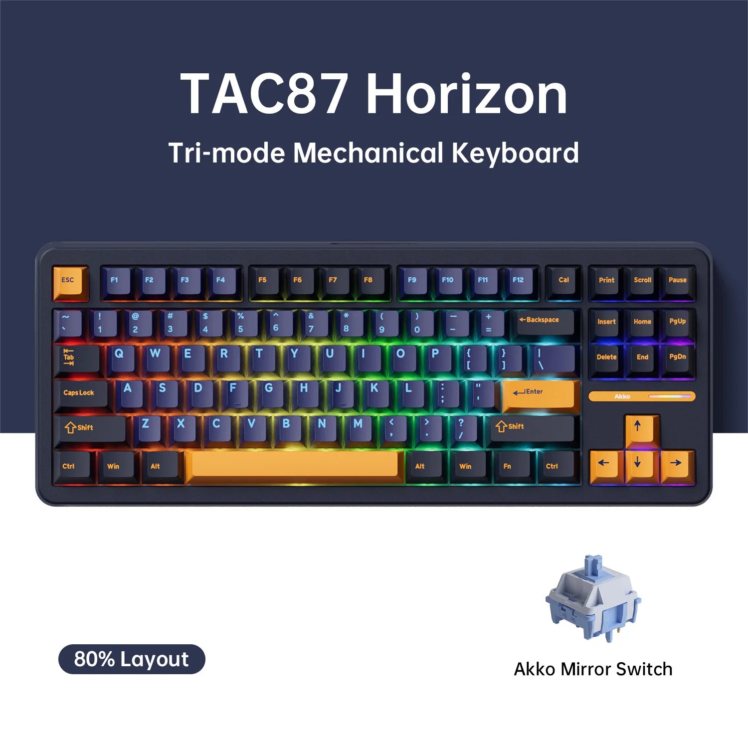 Akko TAC87 Mechanical Keyboard 80% TKL Hot-swap RGB 10000mAh USB Wired/2.4G&BT Wireless Customized Gaming Keyboard Gasket Mount