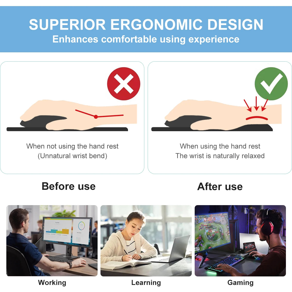 1pc  Pink Delicate Bowknot Mouse Pad Wrist Ergonomic Soft Anti-Slip Wrist Rest Support Mat Computer Mouse Pad for Office  PC