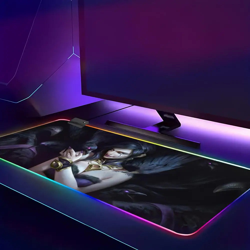 League of Legends Morgana Mouse Pad Games Beautiful RGB Gaming Mouse Pad HD Gamer Large LED Light PC Computer pad Non-slip Decor