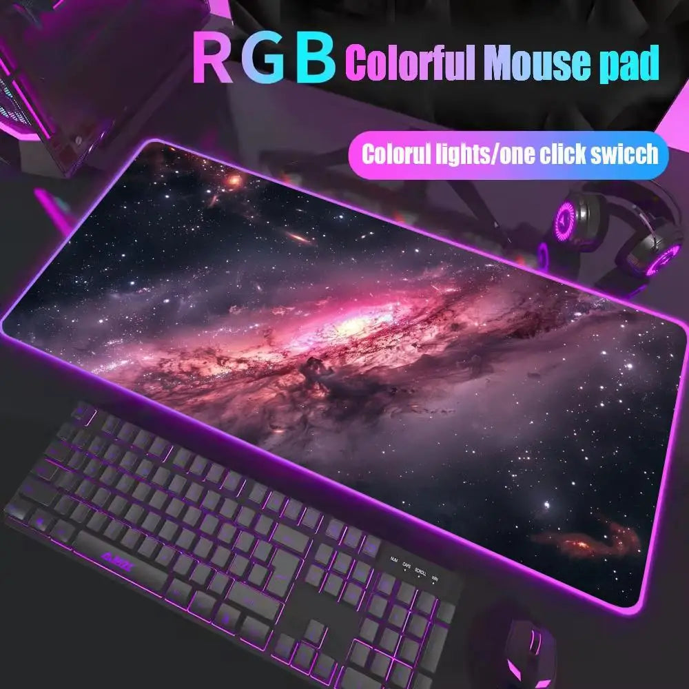 Space Large RGB Mouse Pad Gaming Mousepad LED Mouse Mat Gamer Mousemats Table Pads PC Desk Mat RGB Keyboard Mat Multiple sizes