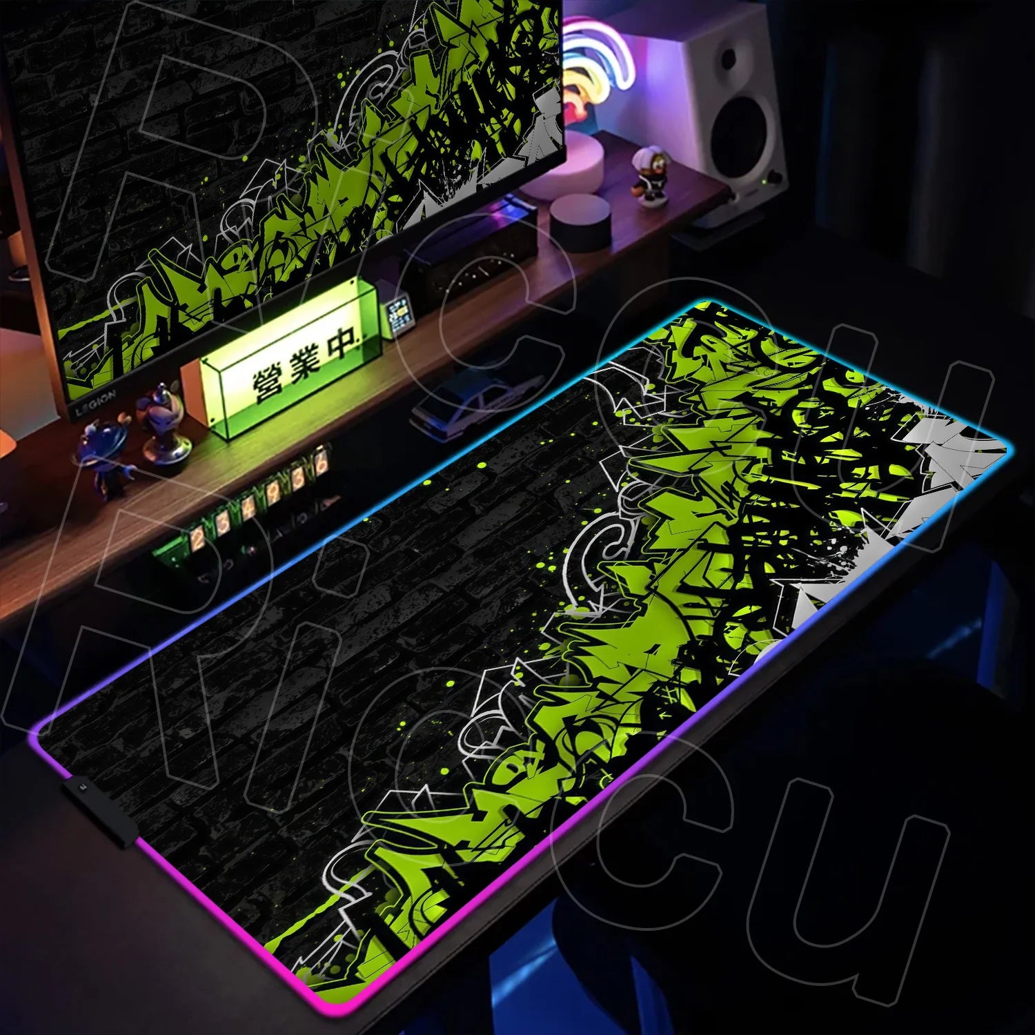 RGB 1000x500mm Street Graffiti Art Gaming Mouse Pad Table Pad Mousepad Computer expand Rubber accessories Keyboard LED Desk mat