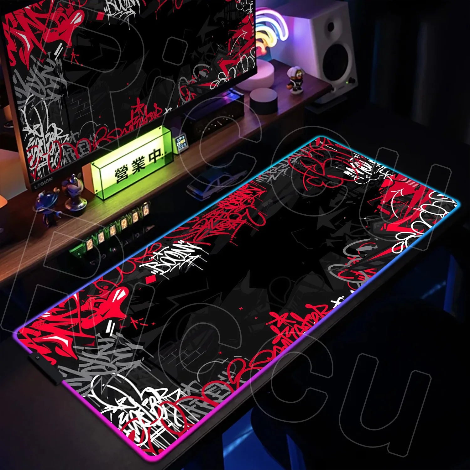 RGB 1000x500mm Street Graffiti Art Gaming Mouse Pad Table Pad Mousepad Computer expand Rubber accessories Keyboard LED Desk mat