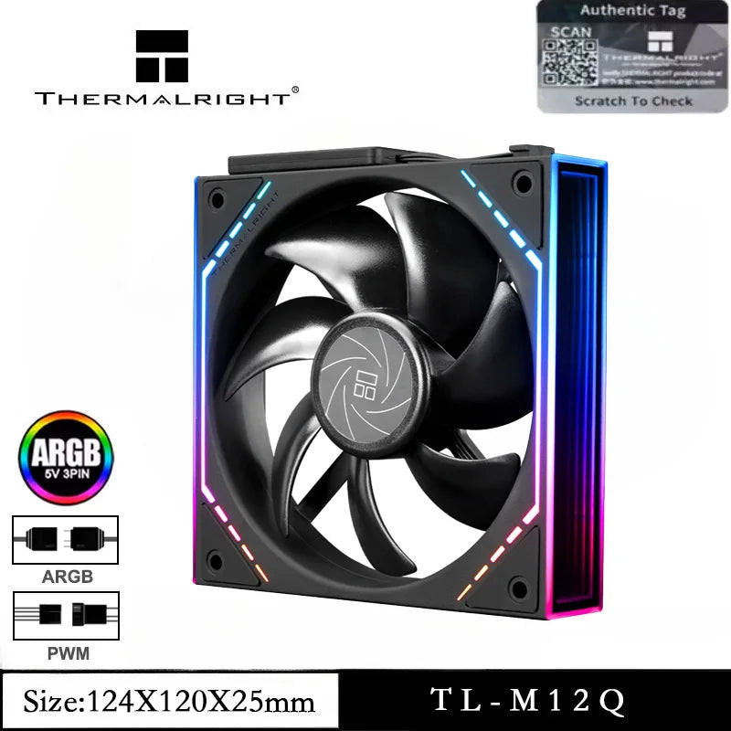 Thermalright TL-M12Q 1/3/5 PCS 120mm ARGB  Case Fan 1500RPM 68.9CFM Silent Computer Fan with Infinity Mirrors on Both Sides