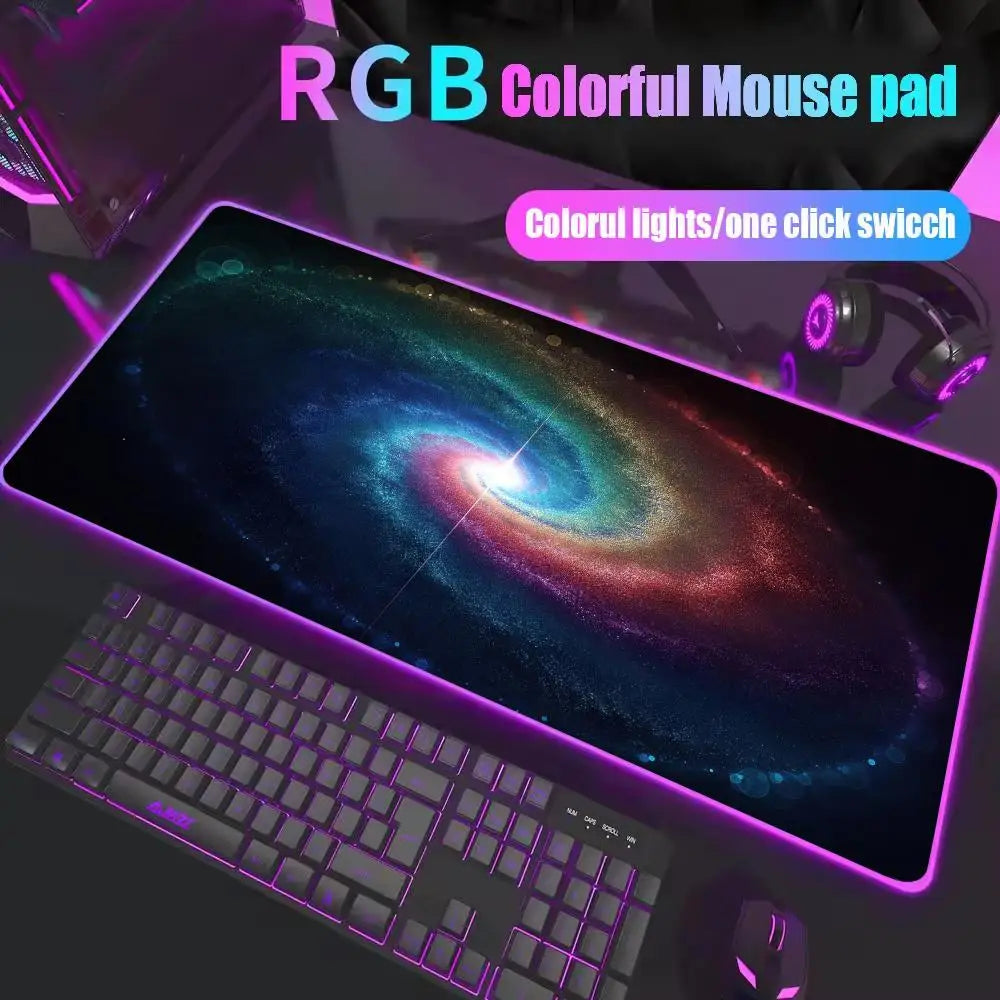 Space Large RGB Mouse Pad Gaming Mousepad LED Mouse Mat Gamer Mousemats Table Pads PC Desk Mat RGB Keyboard Mat Multiple sizes