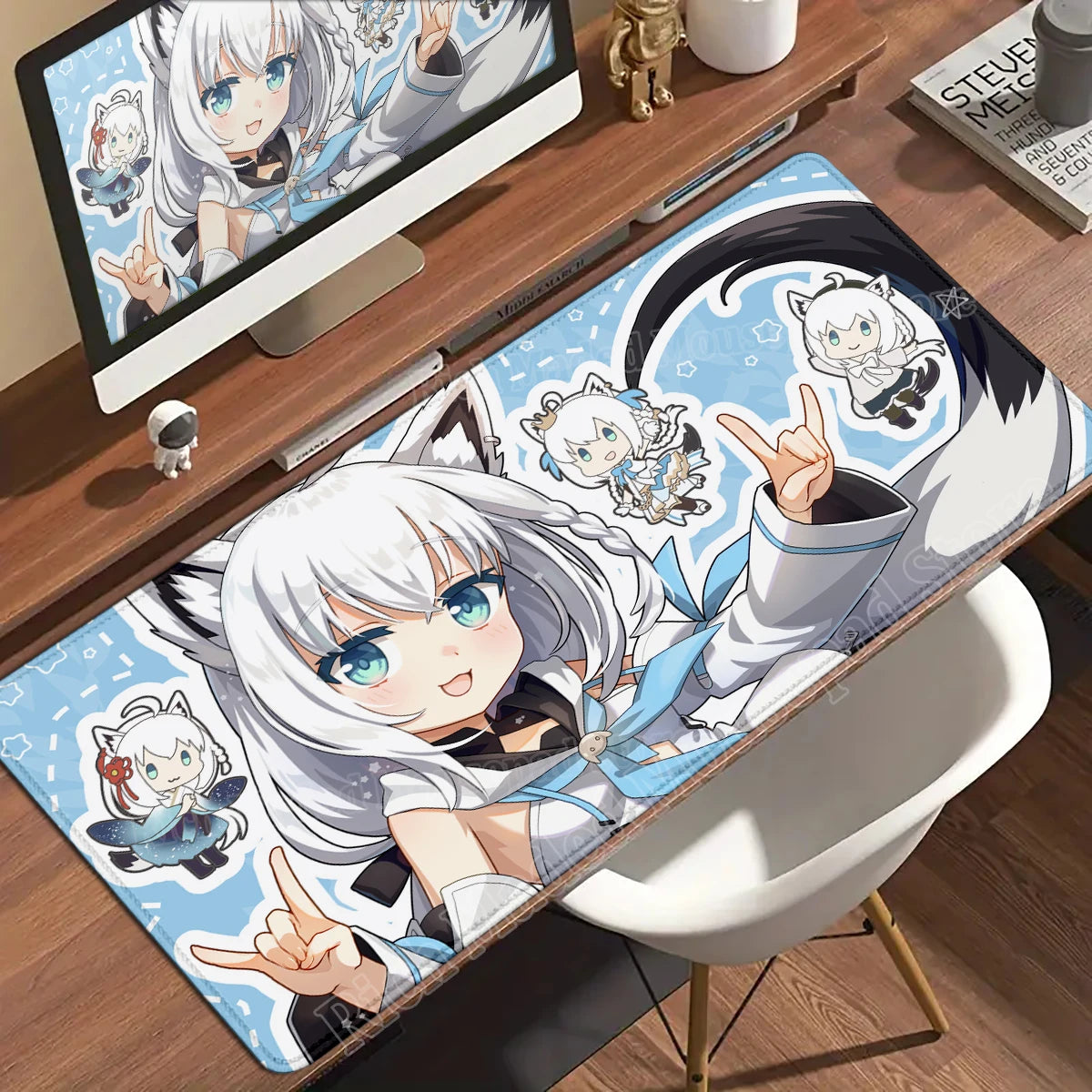 Shirakami Fubuki Mouse Pad Laptop Hololive Large Gaming Keyboard Rug PC Kawaii Anime Girl Mousepad XXL Gamer Pc Cabinet Desk Mat