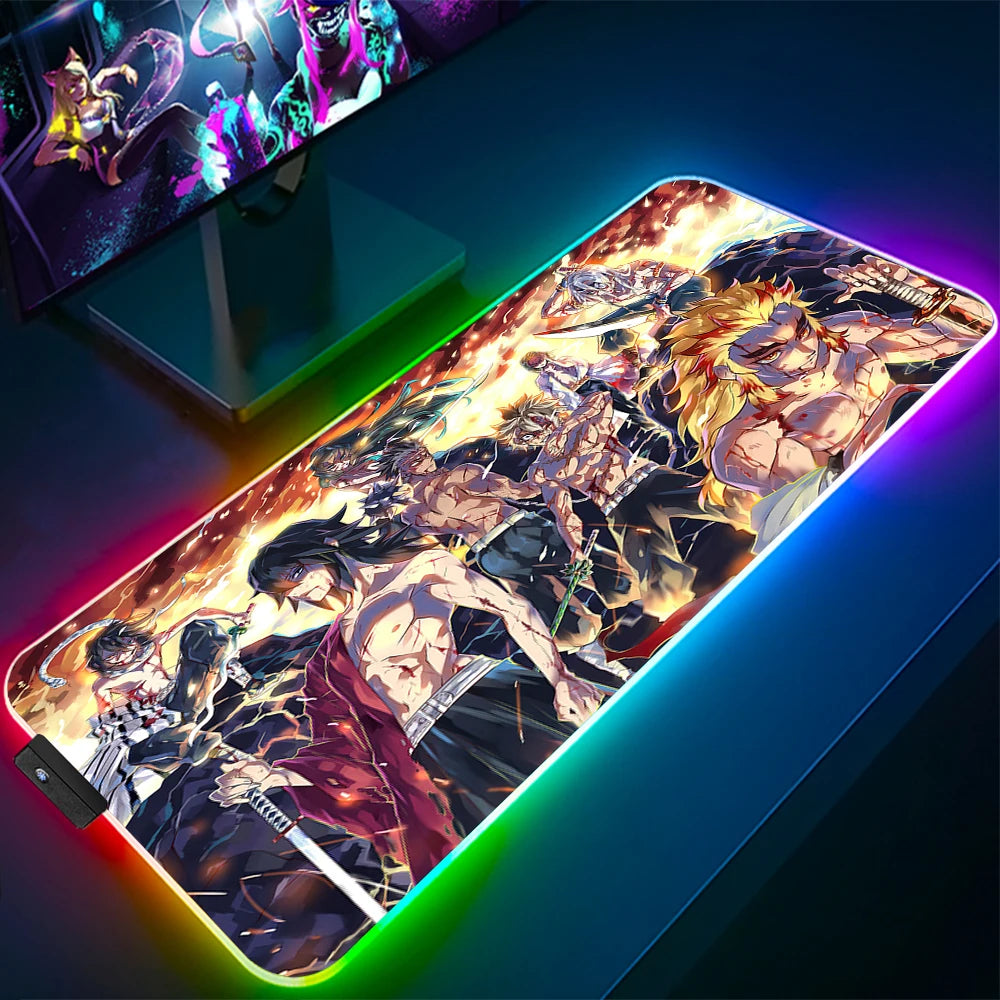 Demon Slayer Large Gaming Mousepad Anime Laptop Desk Mouse Pad Waterproof Mat Deskmat Carpet for Mouse RGB Playmat LED Rugs Xxl