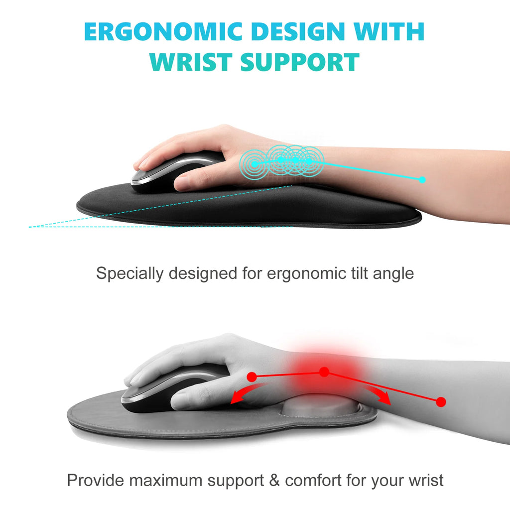 Ergonomic Mouse Pad with Wrist Rest, Soft Mousepad With Memory Foam for Pain Relief, Gaming Mouse Pad for Desk, Home, Office