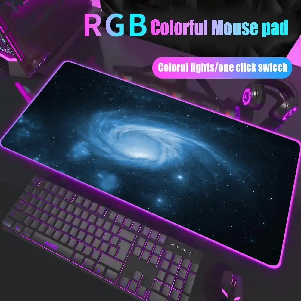 Space Large RGB Mouse Pad Gaming Mousepad LED Mouse Mat Gamer Mousemats Table Pads PC Desk Mat RGB Keyboard Mat Multiple sizes