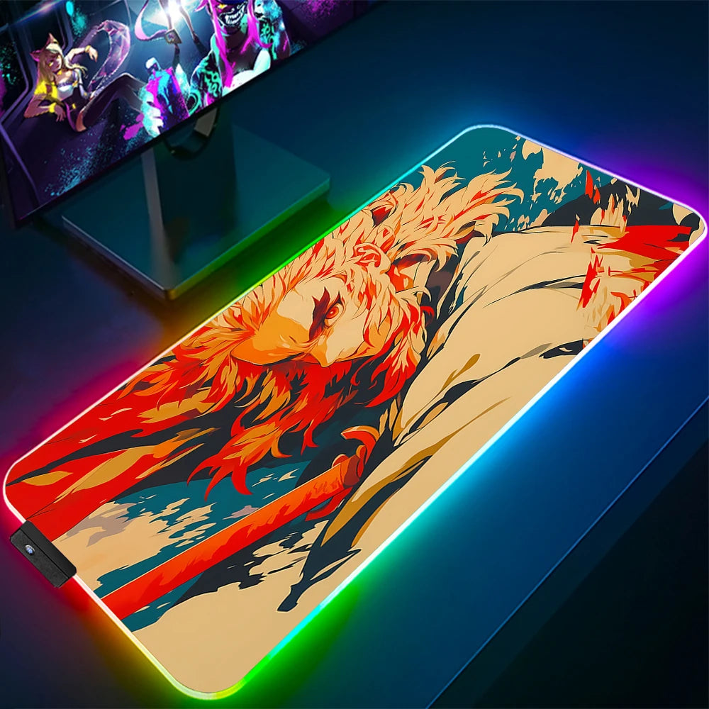 Demon Slayer Large Gaming Mousepad Anime Laptop Desk Mouse Pad Waterproof Mat Deskmat Carpet for Mouse RGB Playmat LED Rugs Xxl