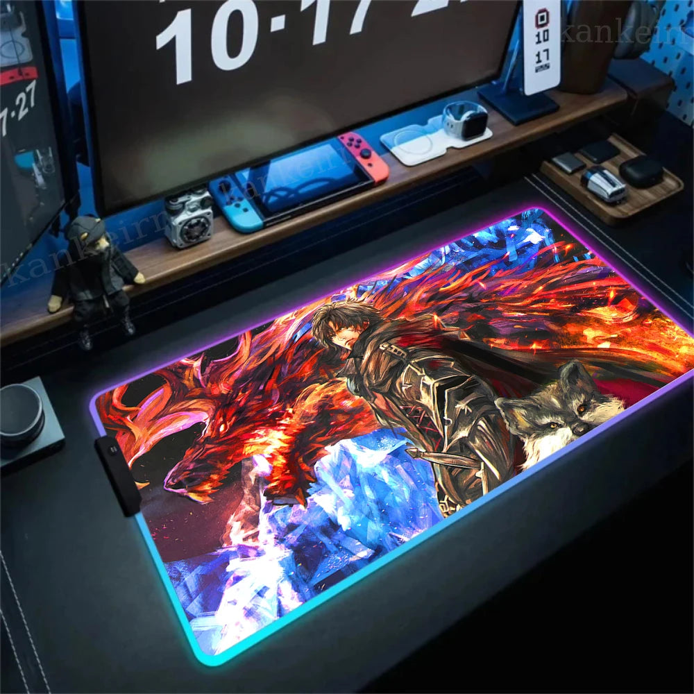 Gamer Computer Mousepad Final Fantasy 7 Gaming RGB Mouse Pad Backlit Mausepad Large Mousepad for Desk Keyboard LED Mat 900x400