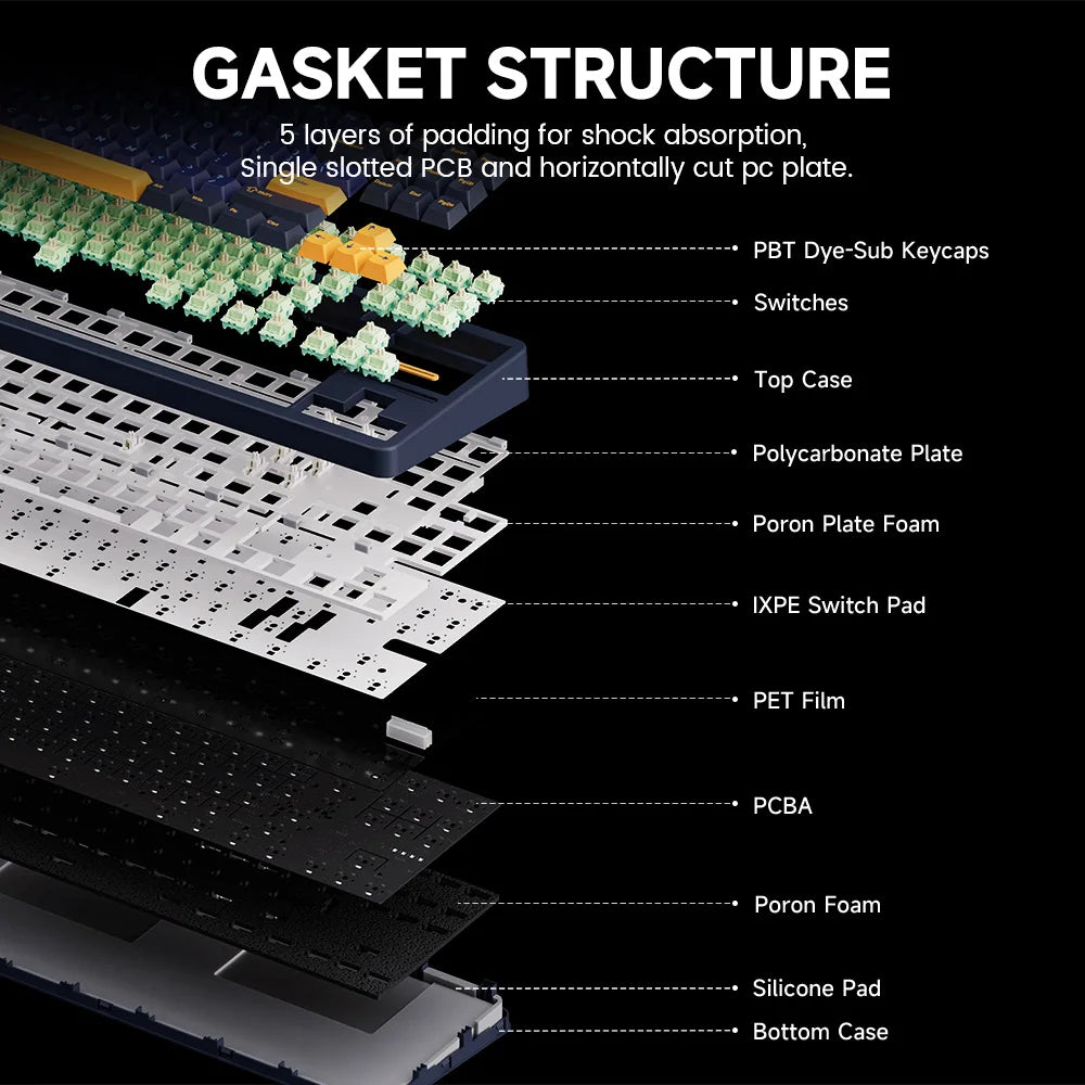 Akko TAC87 Mechanical Keyboard 80% TKL Hot-swap RGB 10000mAh USB Wired/2.4G&BT Wireless Customized Gaming Keyboard Gasket Mount