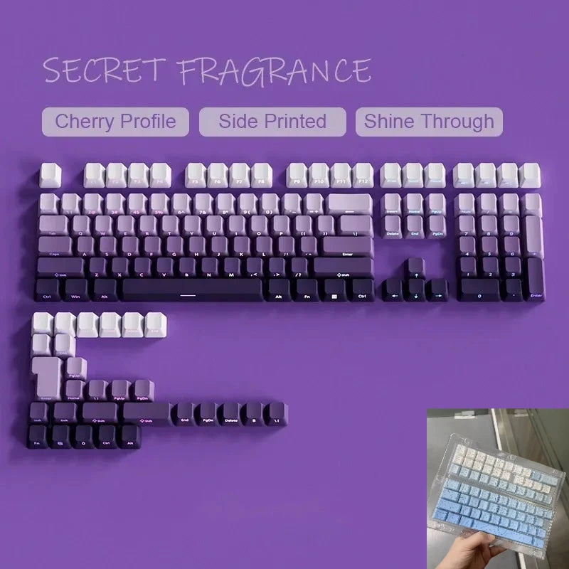 135 Key Cherry Profile Green Grape Keycaps Side Print Shine Through Keycaps Double Shot PBT Keycap for MX Switch Gaming Keyboard