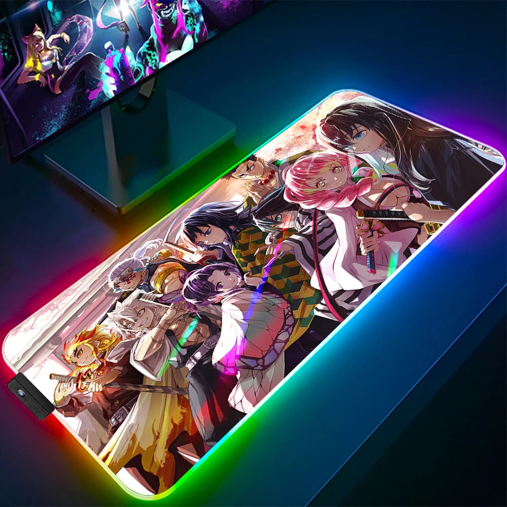 Demon Slayer Large Gaming Mousepad Anime Laptop Desk Mouse Pad Waterproof Mat Deskmat Carpet for Mouse RGB Playmat LED Rugs Xxl
