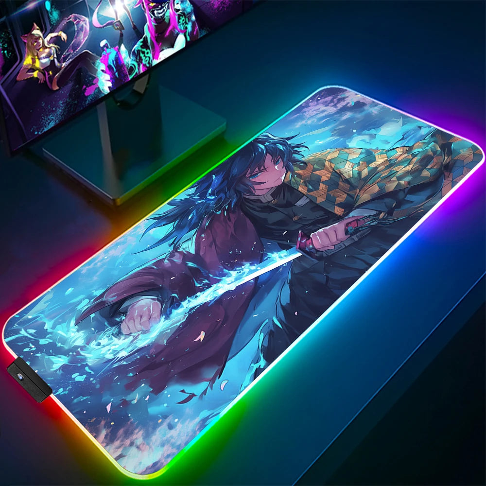 Demon Slayer Large Gaming Mousepad Anime Laptop Desk Mouse Pad Waterproof Mat Deskmat Carpet for Mouse RGB Playmat LED Rugs Xxl