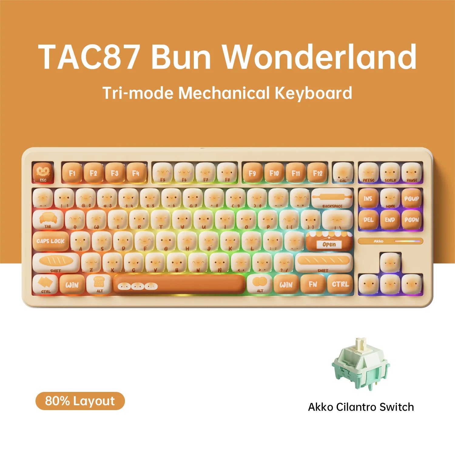 Akko TAC87 Mechanical Keyboard 80% TKL Hot-swap RGB 10000mAh USB Wired/2.4G&BT Wireless Customized Gaming Keyboard Gasket Mount