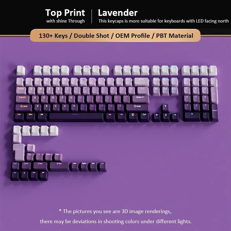 130+ Keys Matcha Green Double Shot PBT Keycaps Shine Through Keyboard Keycaps OEM Profile for Cherry MX Switches Gaming Keyboard