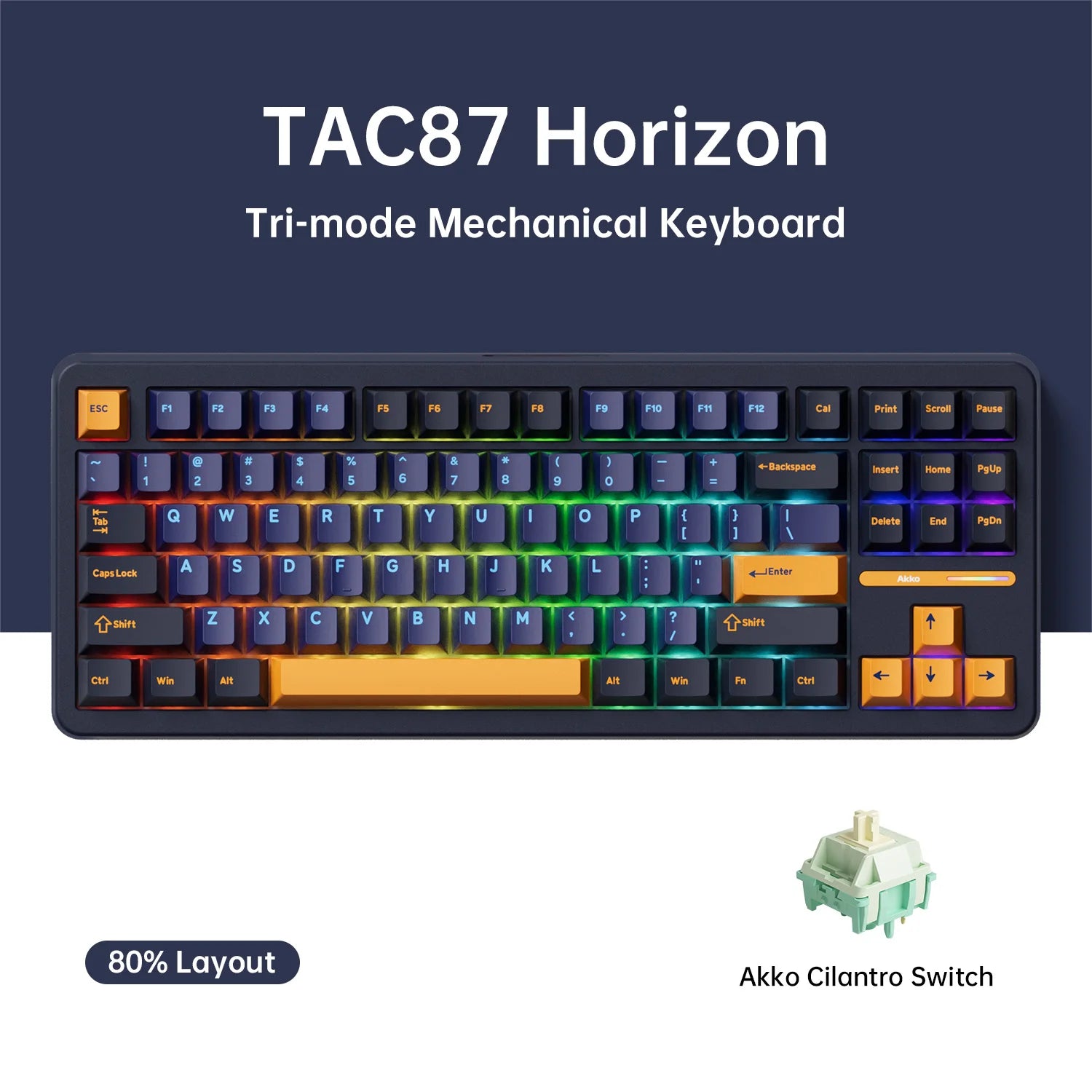 Akko TAC87 Mechanical Keyboard 80% TKL Hot-swap RGB 10000mAh USB Wired/2.4G&BT Wireless Customized Gaming Keyboard Gasket Mount