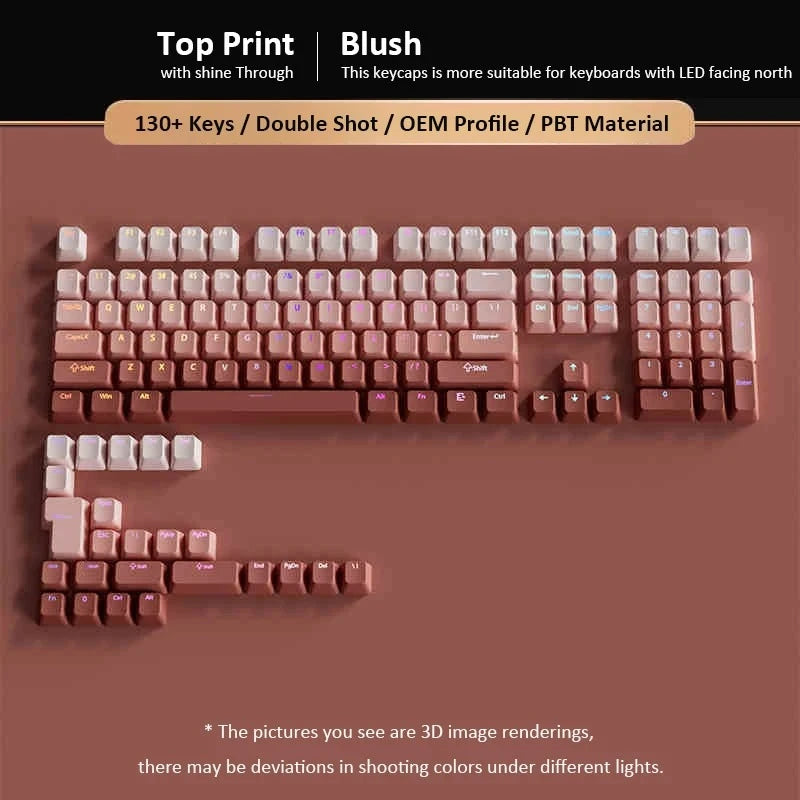 130+ Keys Matcha Green Double Shot PBT Keycaps Shine Through Keyboard Keycaps OEM Profile for Cherry MX Switches Gaming Keyboard