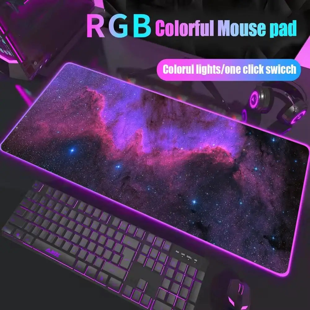 Space Large RGB Mouse Pad Gaming Mousepad LED Mouse Mat Gamer Mousemats Table Pads PC Desk Mat RGB Keyboard Mat Multiple sizes