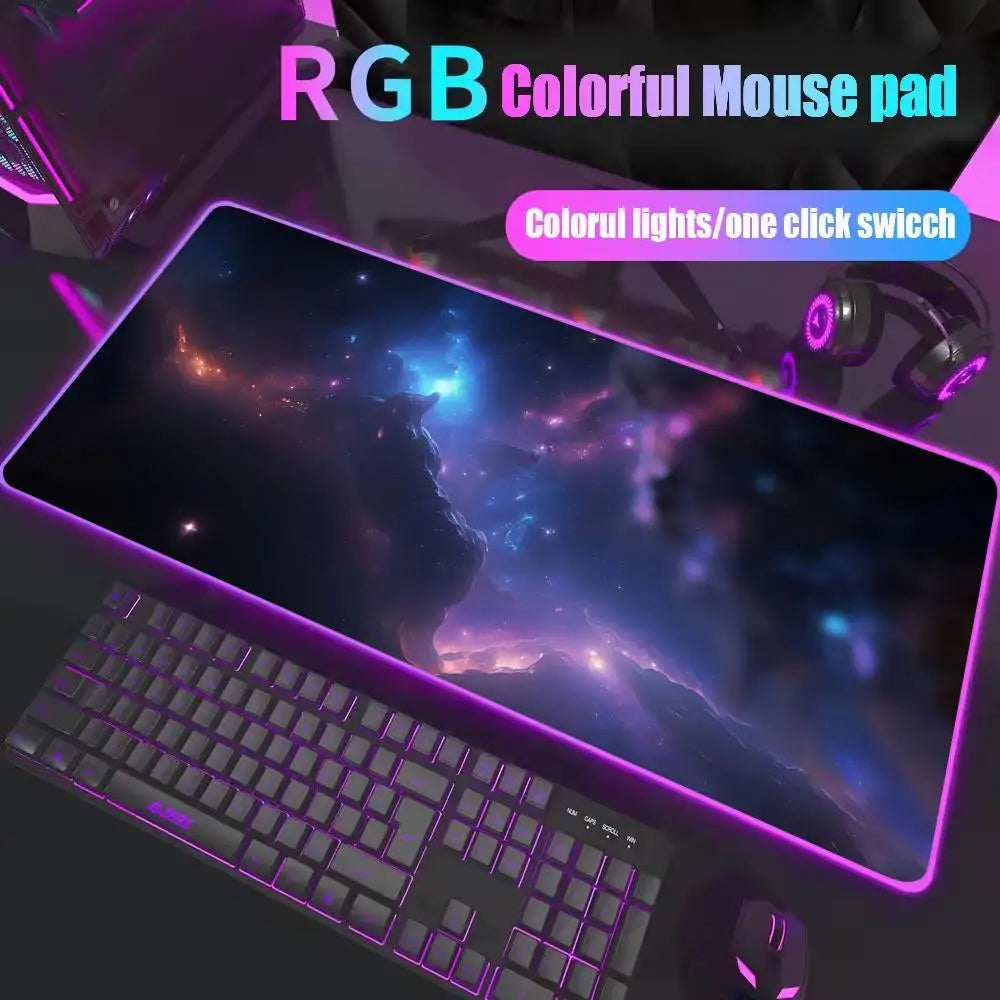 Space Large RGB Mouse Pad Gaming Mousepad LED Mouse Mat Gamer Mousemats Table Pads PC Desk Mat RGB Keyboard Mat Multiple sizes