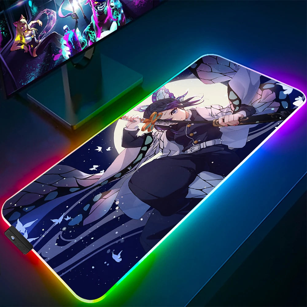 Demon Slayer Large Gaming Mousepad Anime Laptop Desk Mouse Pad Waterproof Mat Deskmat Carpet for Mouse RGB Playmat LED Rugs Xxl