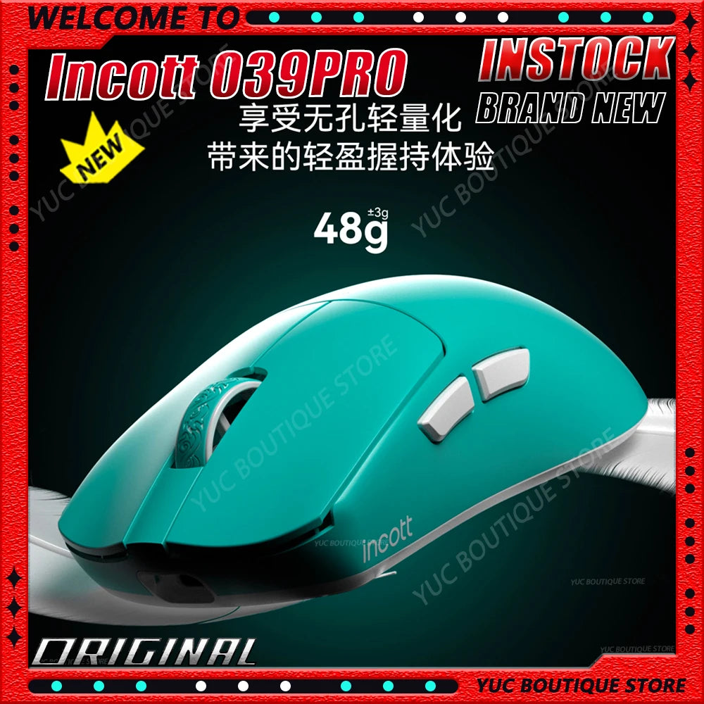 NEW Incott 039PRO Wireless E-sport Gaming Mouse 3-Mode Long Battery Life Web Driver Ergonomics Lightweight Custom Gaming Mice PC