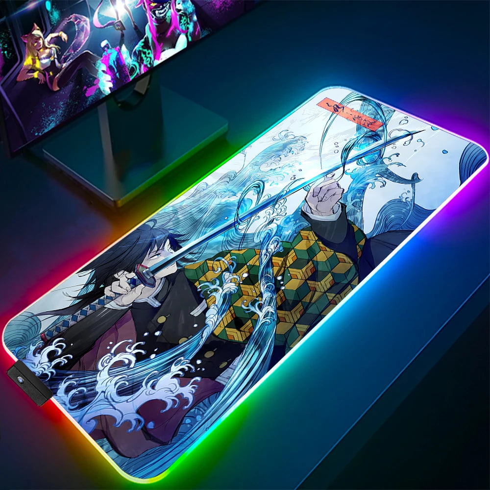 Demon Slayer Large Gaming Mousepad Anime Laptop Desk Mouse Pad Waterproof Mat Deskmat Carpet for Mouse RGB Playmat LED Rugs Xxl