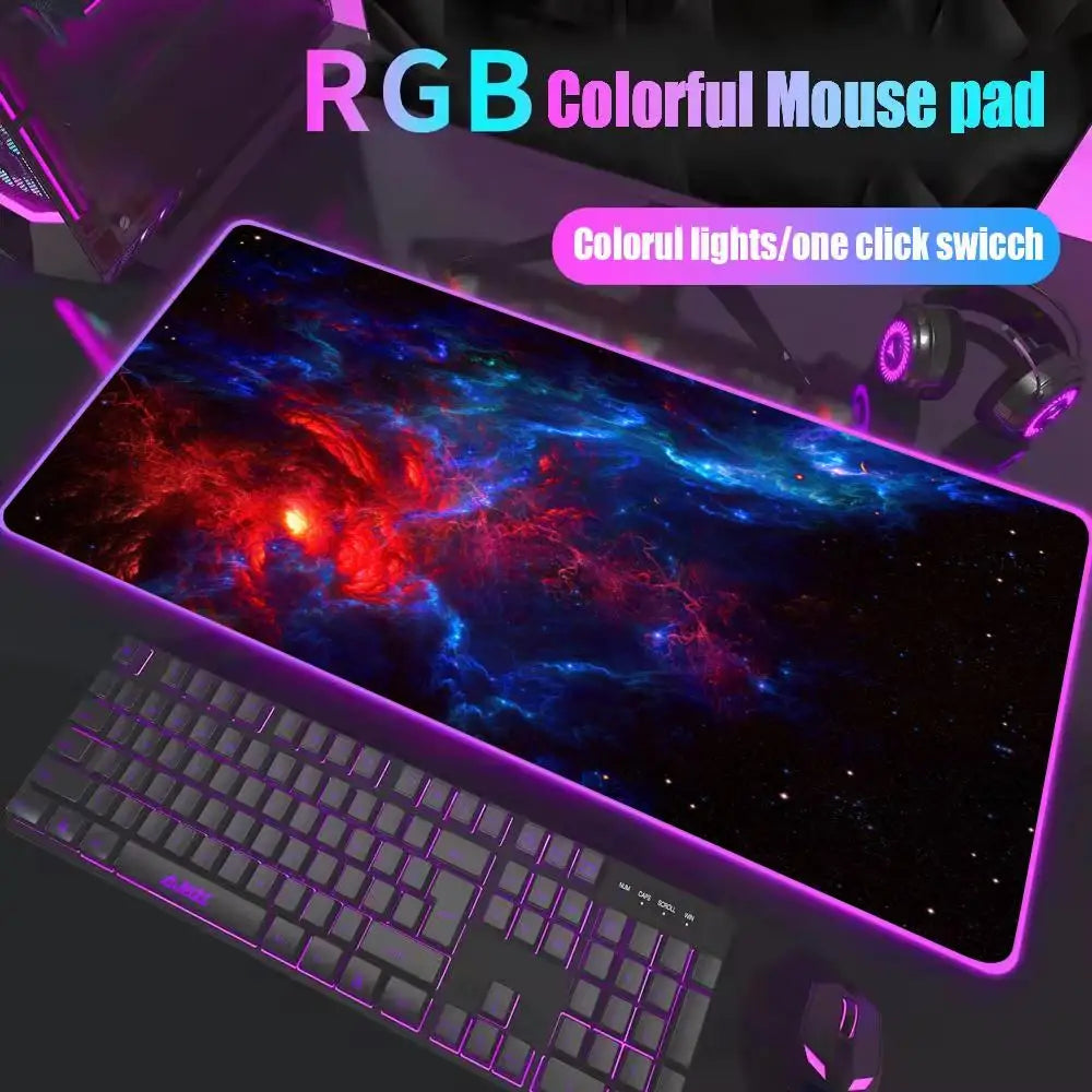 Space Large RGB Mouse Pad Gaming Mousepad LED Mouse Mat Gamer Mousemats Table Pads PC Desk Mat RGB Keyboard Mat Multiple sizes