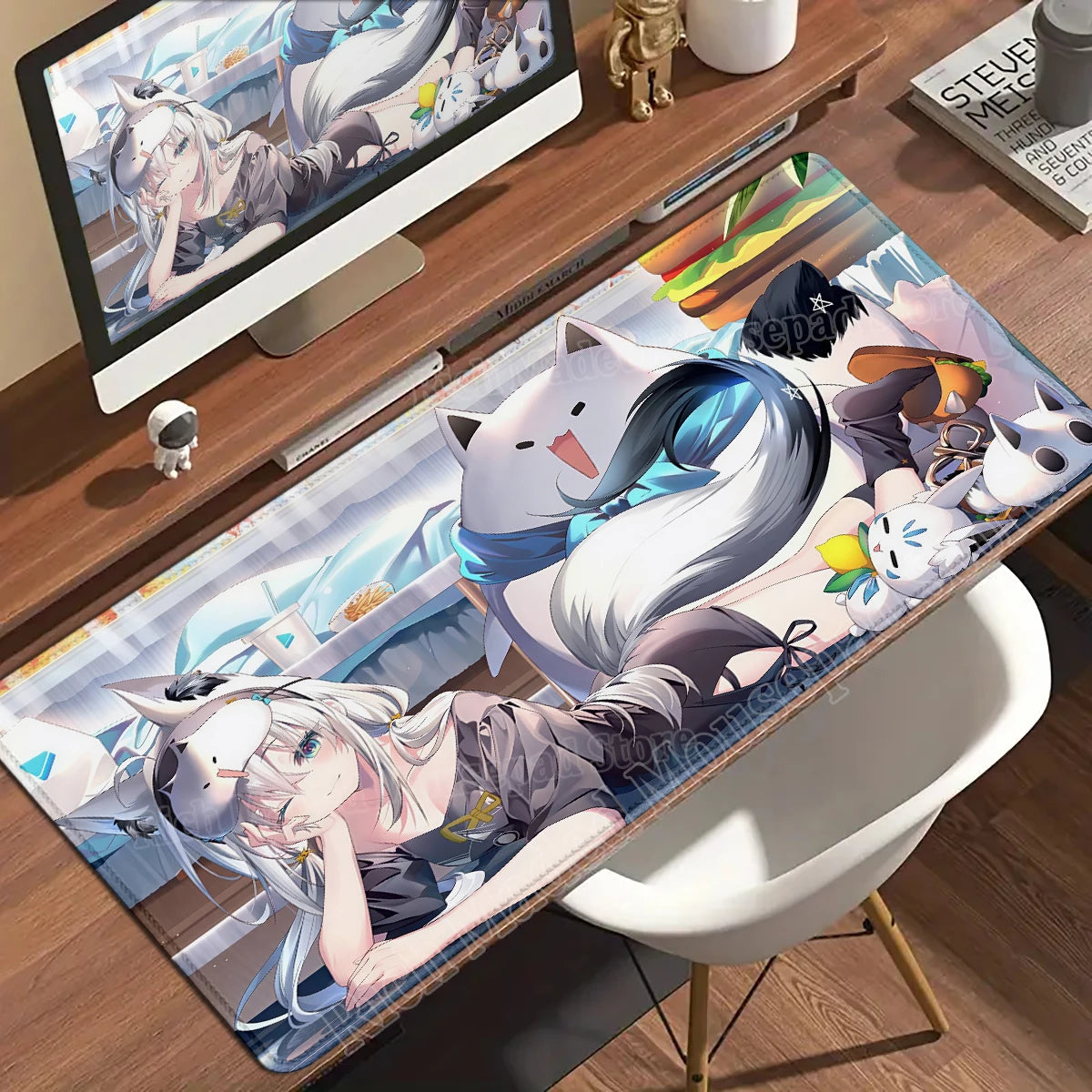 Shirakami Fubuki Mouse Pad Laptop Hololive Large Gaming Keyboard Rug PC Kawaii Anime Girl Mousepad XXL Gamer Pc Cabinet Desk Mat
