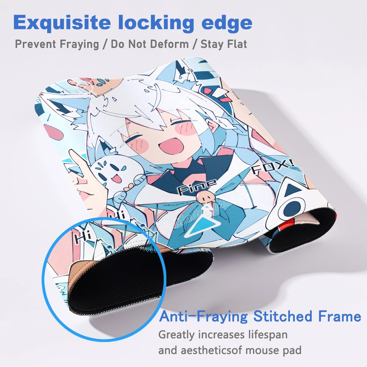 Shirakami Fubuki Mouse Pad Laptop Hololive Large Gaming Keyboard Rug PC Kawaii Anime Girl Mousepad XXL Gamer Pc Cabinet Desk Mat