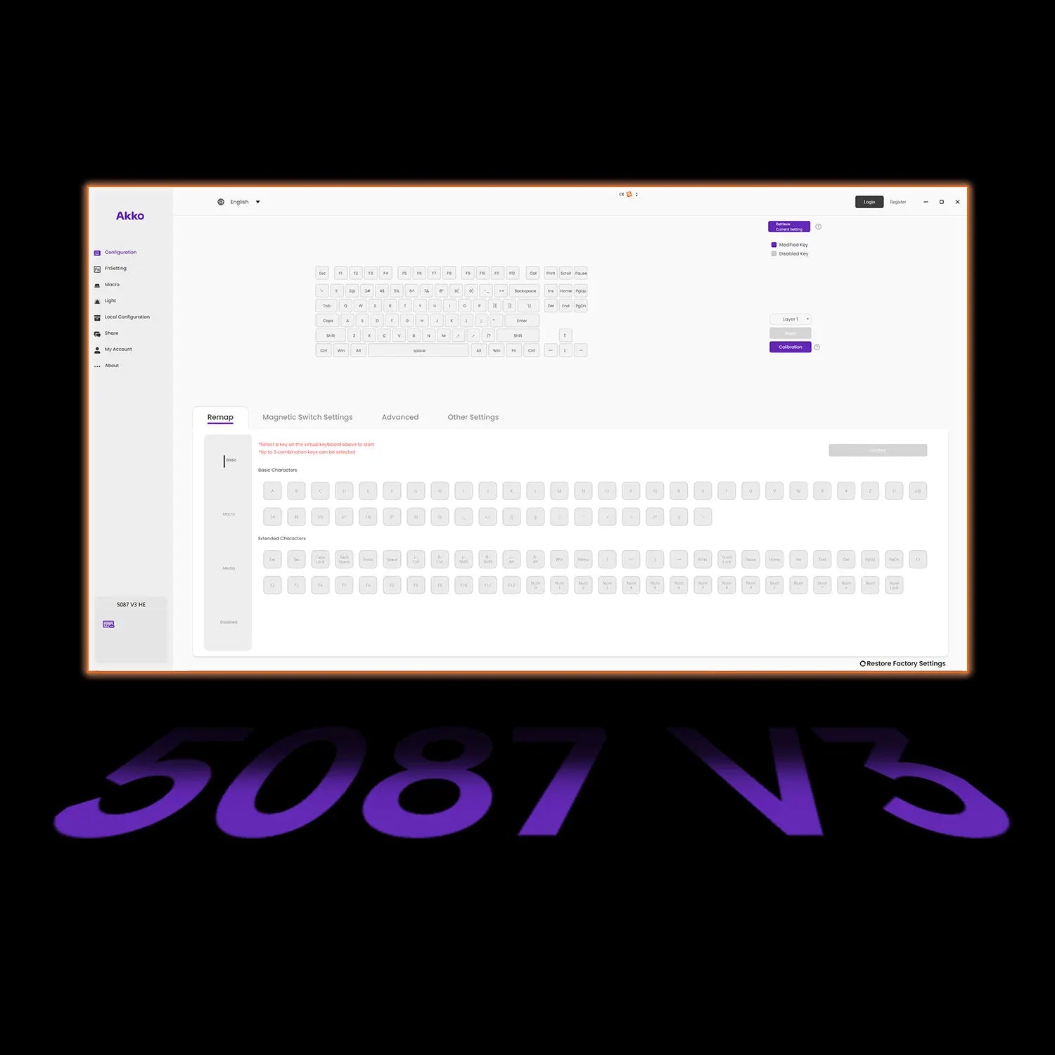 Akko 5087 V3 HE Magnetic Keyboard 80% TKL Layout Rapid Trigger 0.005mm 8K Polling Rate TypeC Wired Custom Gaming Keyboard